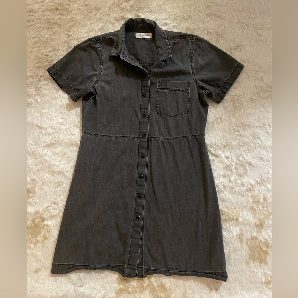 Madewell Charcoal Button-Down Mini Dress